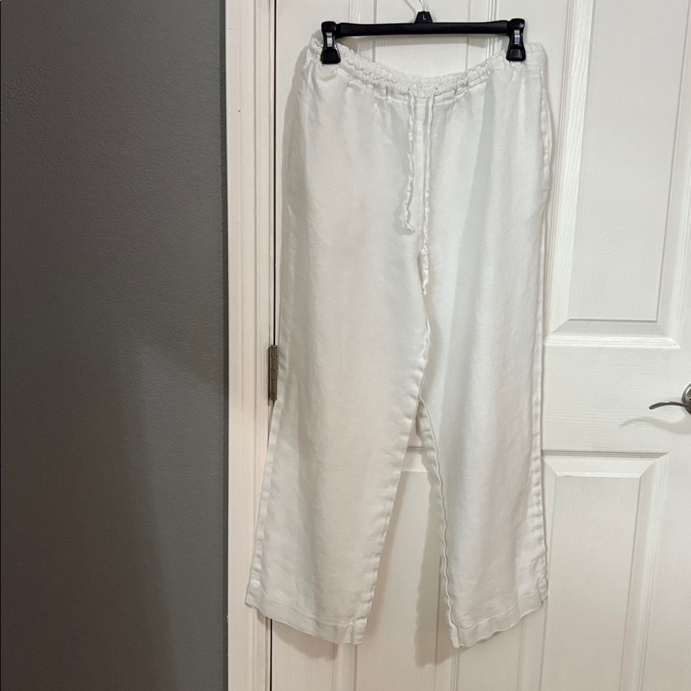 White elastic -Drawstring linen  Pants